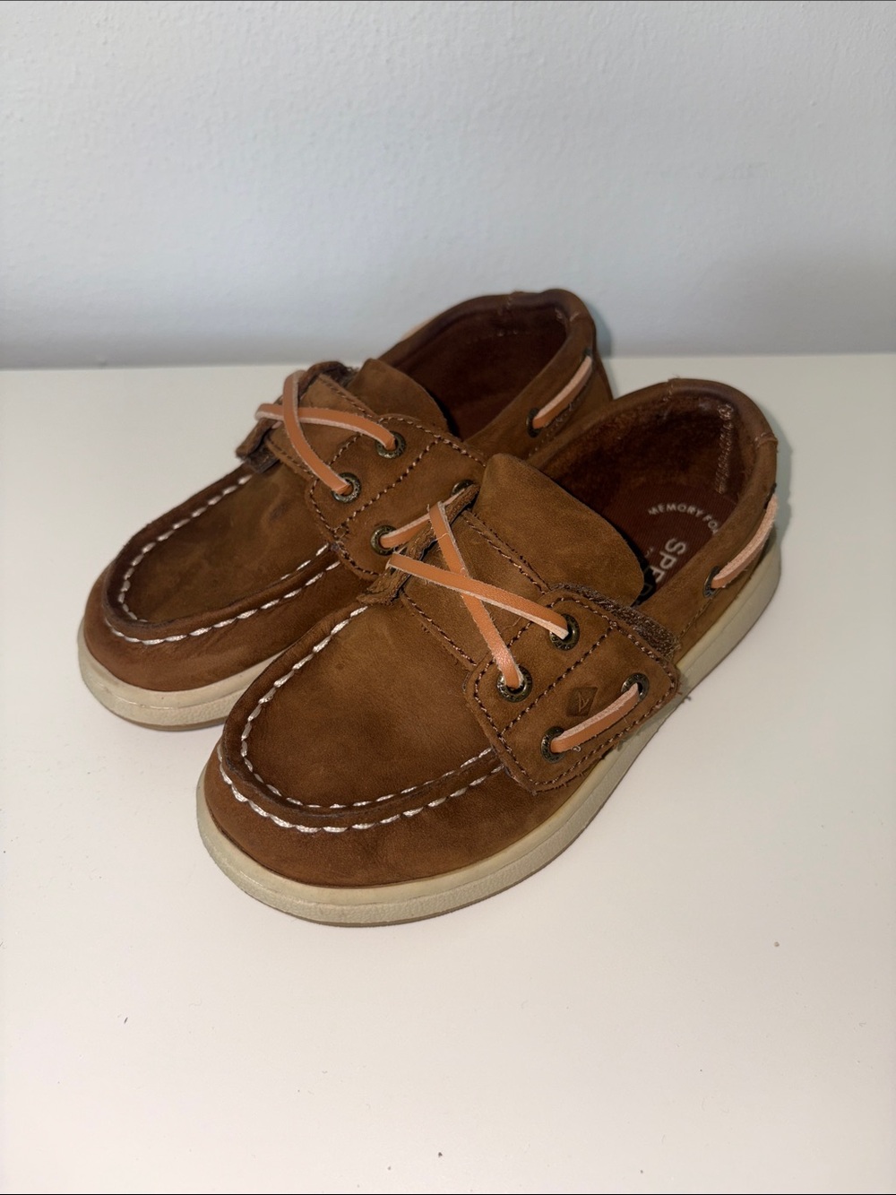 Kids Brown SPERRT Boat Shoes with Tan Laces